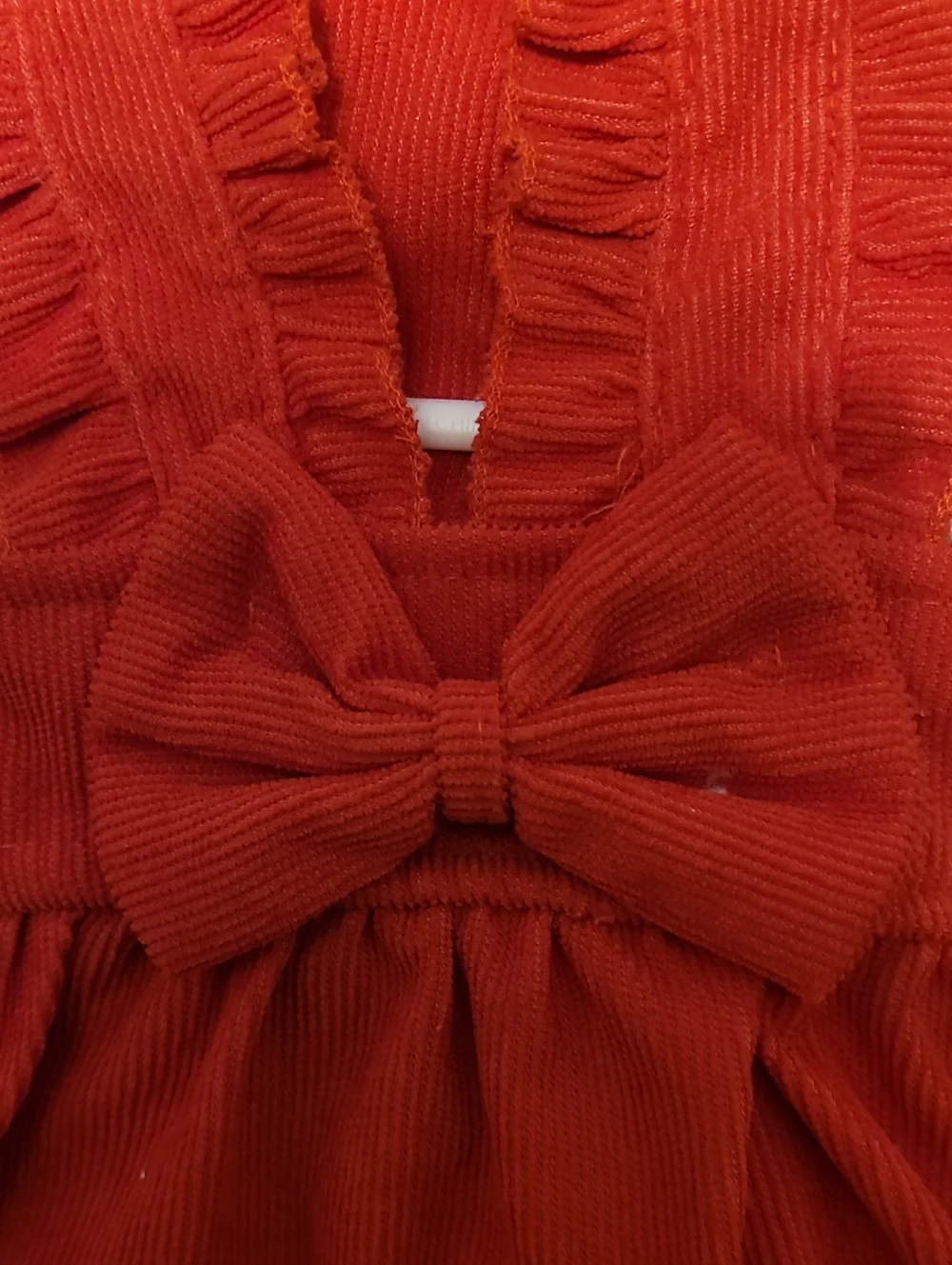 Doggie Dress Red Corduroy With Hair Bow